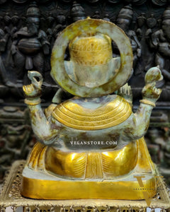 Superfine Handcrafted Brass Gajanand Statue - 22" Height, Beautiful Carvings.