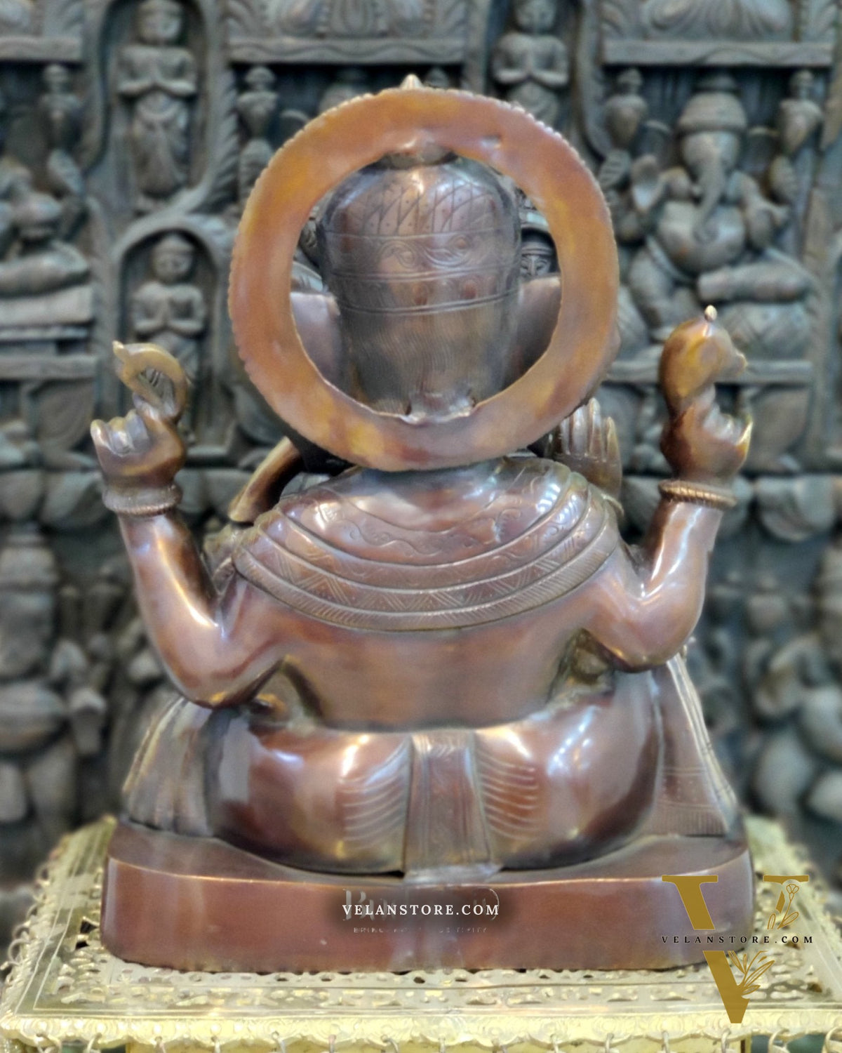 Superfine Handcrafted Brass Gajanand Statue - 22" Height, Beautiful Carvings, Fantastic Finish