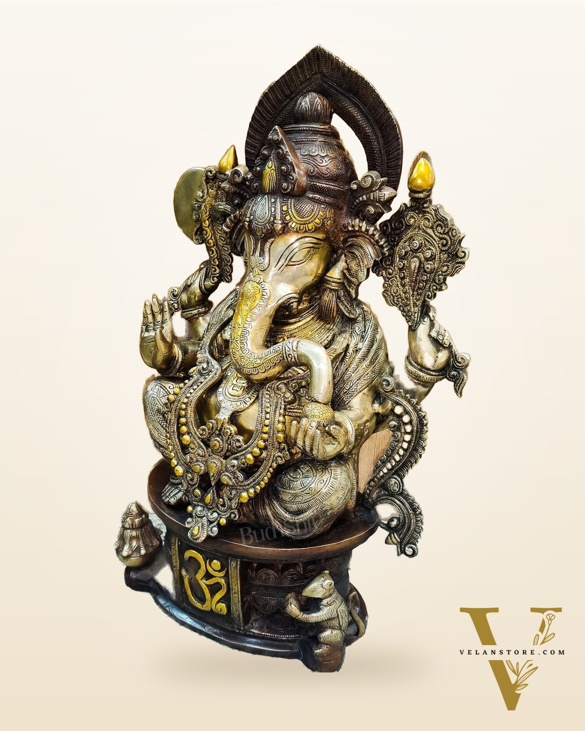 Superfine Handcrafted Brass Ganesha Statue - 22.5" Height