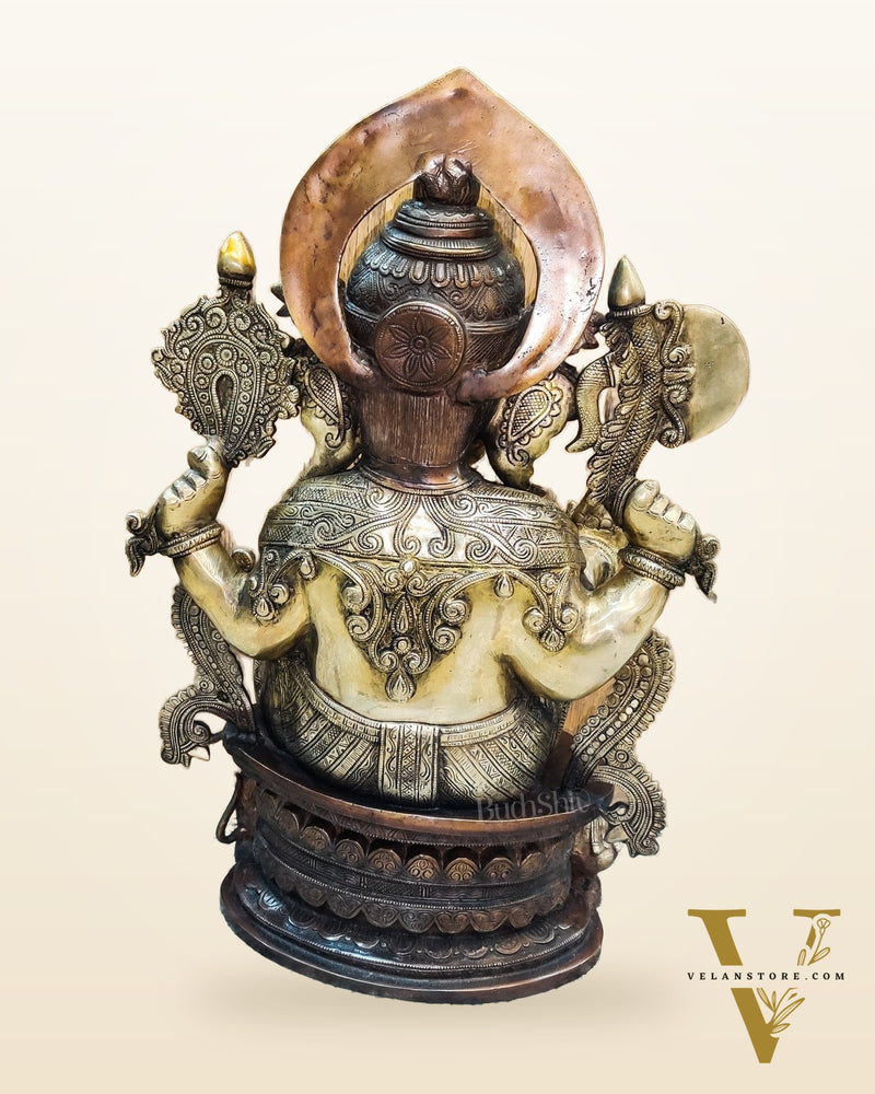 Superfine Handcrafted Brass Ganesha Statue - 22.5" Height