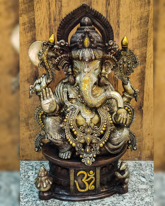 Superfine Handcrafted Brass Ganesha Statue - 22.5" Height