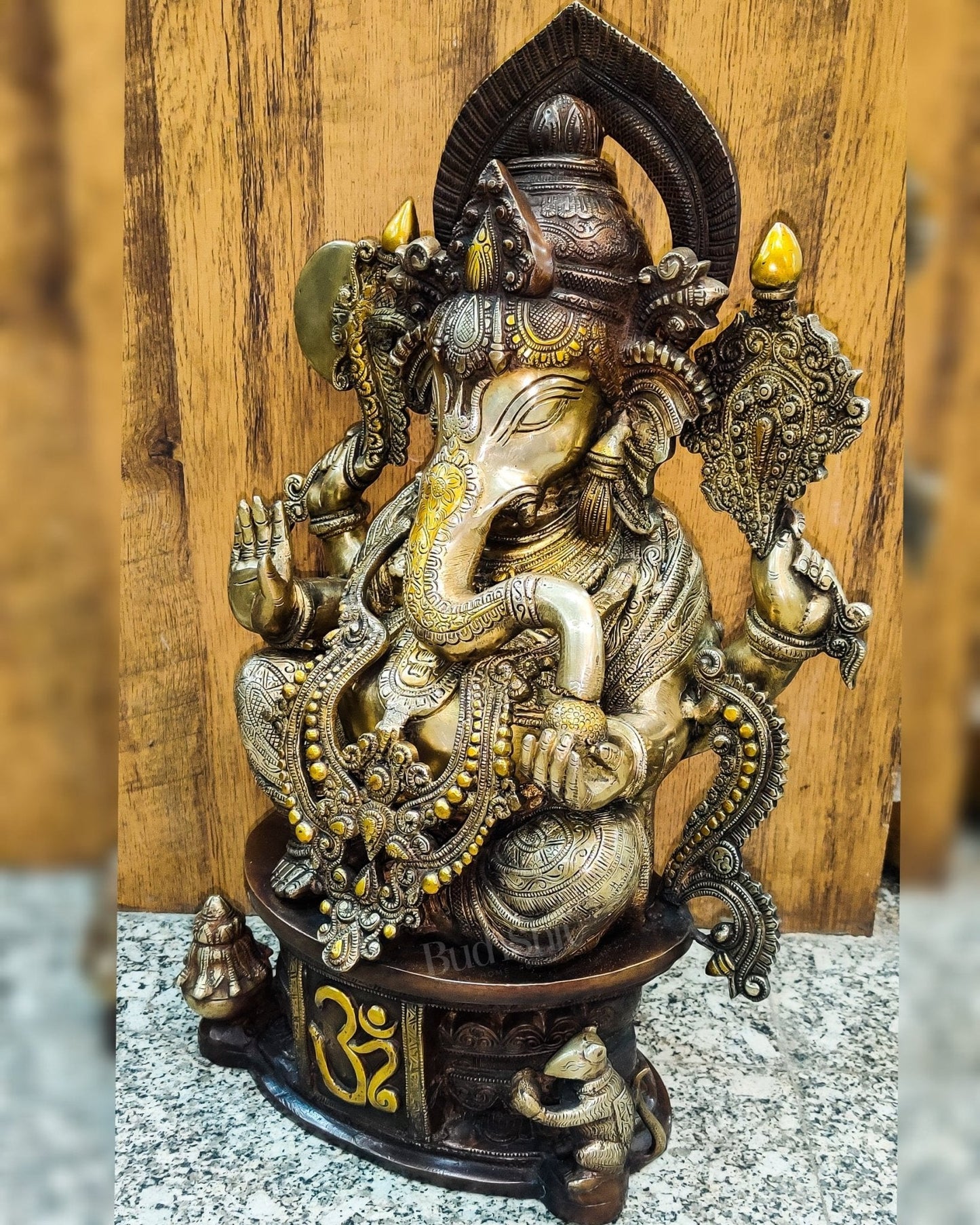 Superfine Handcrafted Brass Ganesha Statue - 22.5" Height