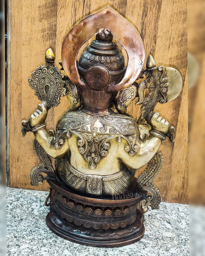 Superfine Handcrafted Brass Ganesha Statue - 22.5" Height