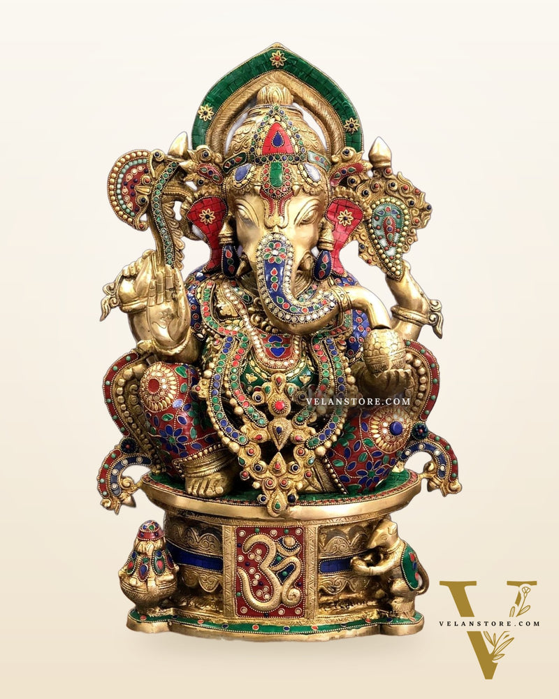 Superfine Handcrafted Brass Ganesha Statue 23 inch