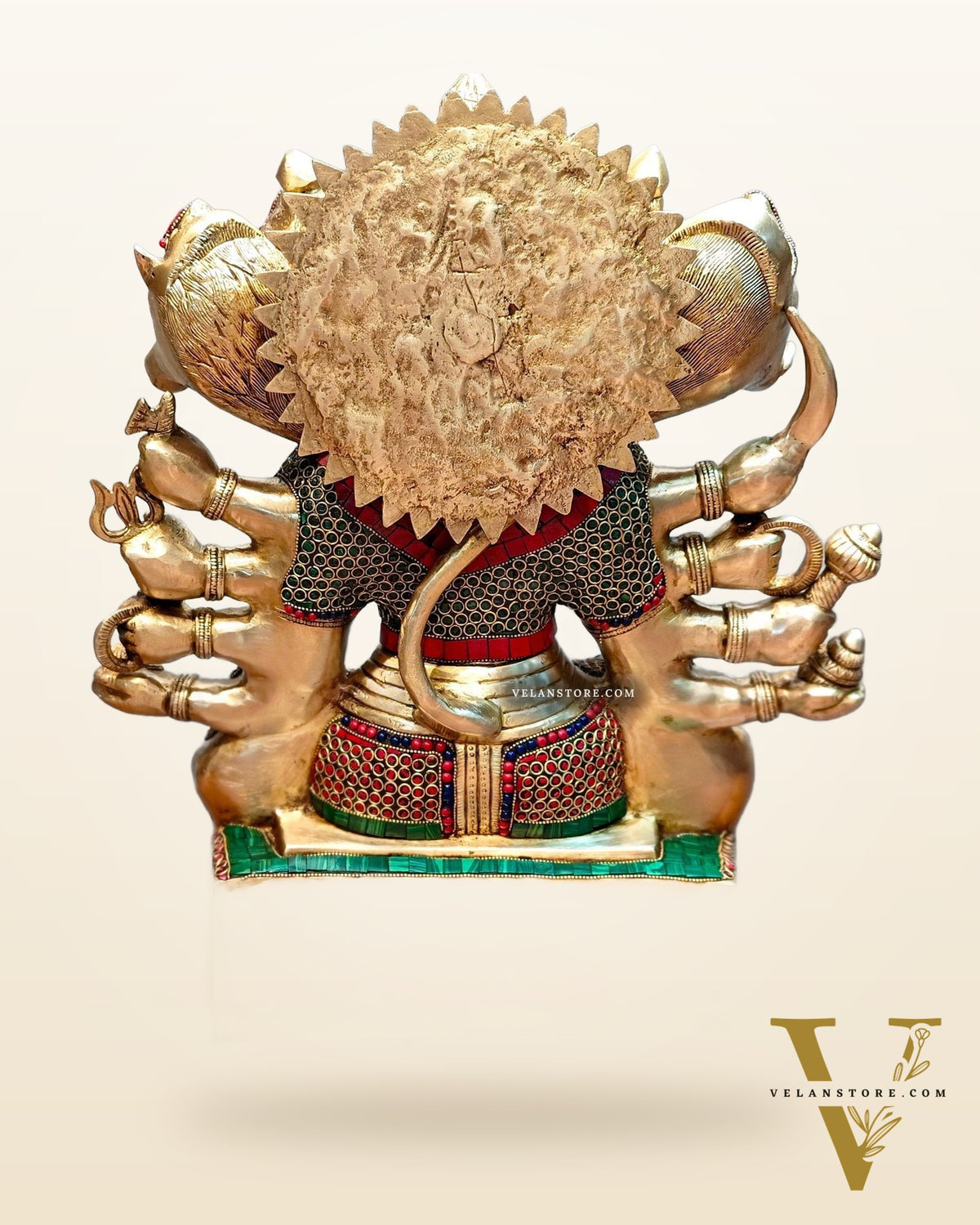 Superfine Handcrafted Brass Panchmukhi Hanuman Idol 17 inch with stonework