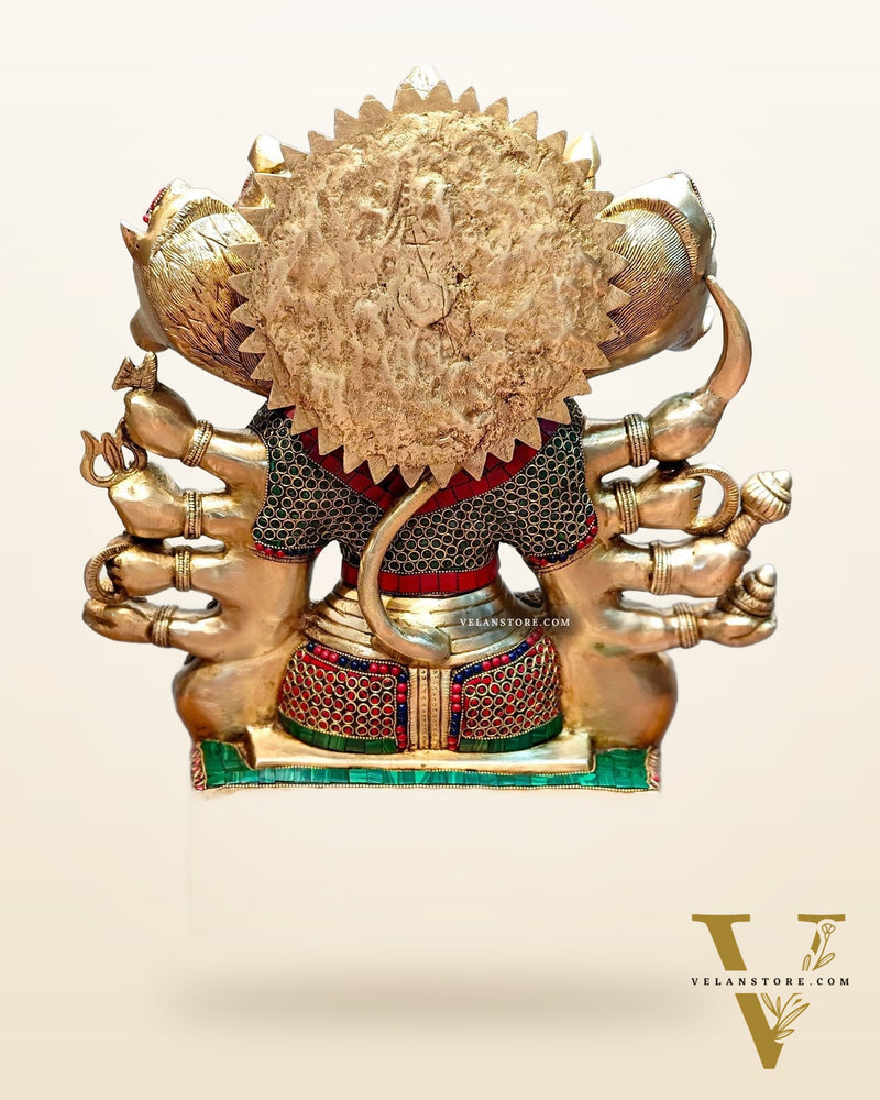 Superfine Handcrafted Brass Panchmukhi Hanuman Idol 17 inch with stonework
