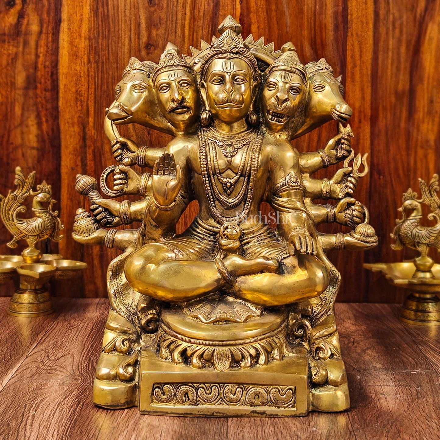 Superfine Handcrafted Brass Panchmukhi Hanuman Idol | Divine Blessings 17"
