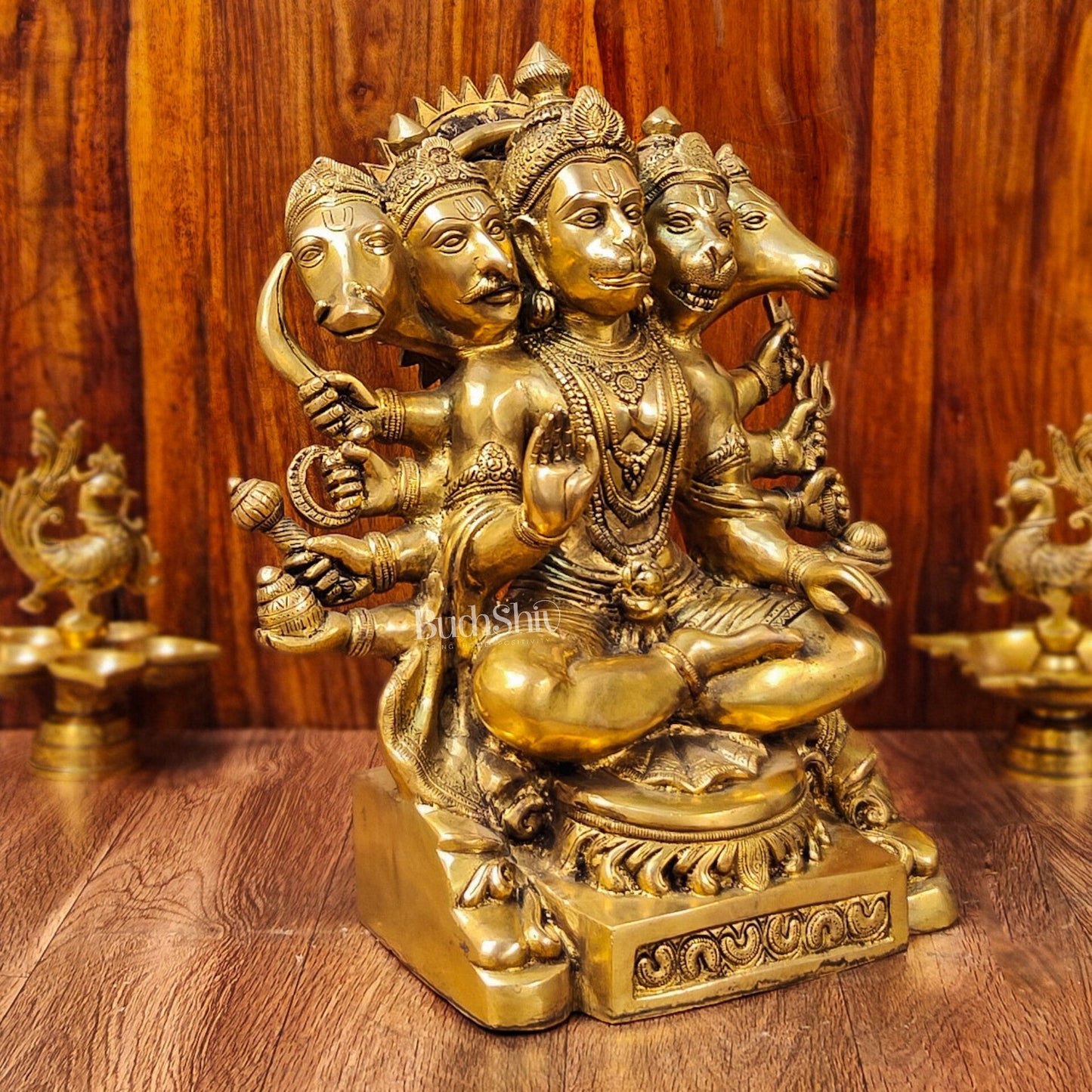 Superfine Handcrafted Brass Panchmukhi Hanuman Idol | Divine Blessings 17"