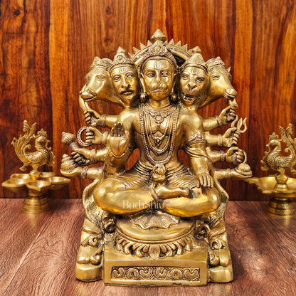 Superfine Handcrafted Brass Panchmukhi Hanuman Idol | Divine Blessings 17"