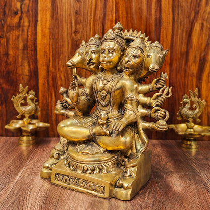 Superfine Handcrafted Brass Panchmukhi Hanuman Idol | Divine Blessings 17"