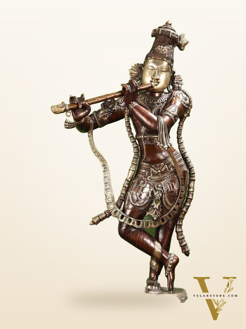 Superfine Handcrafted Krishna Sculpture - 45 Inch Height