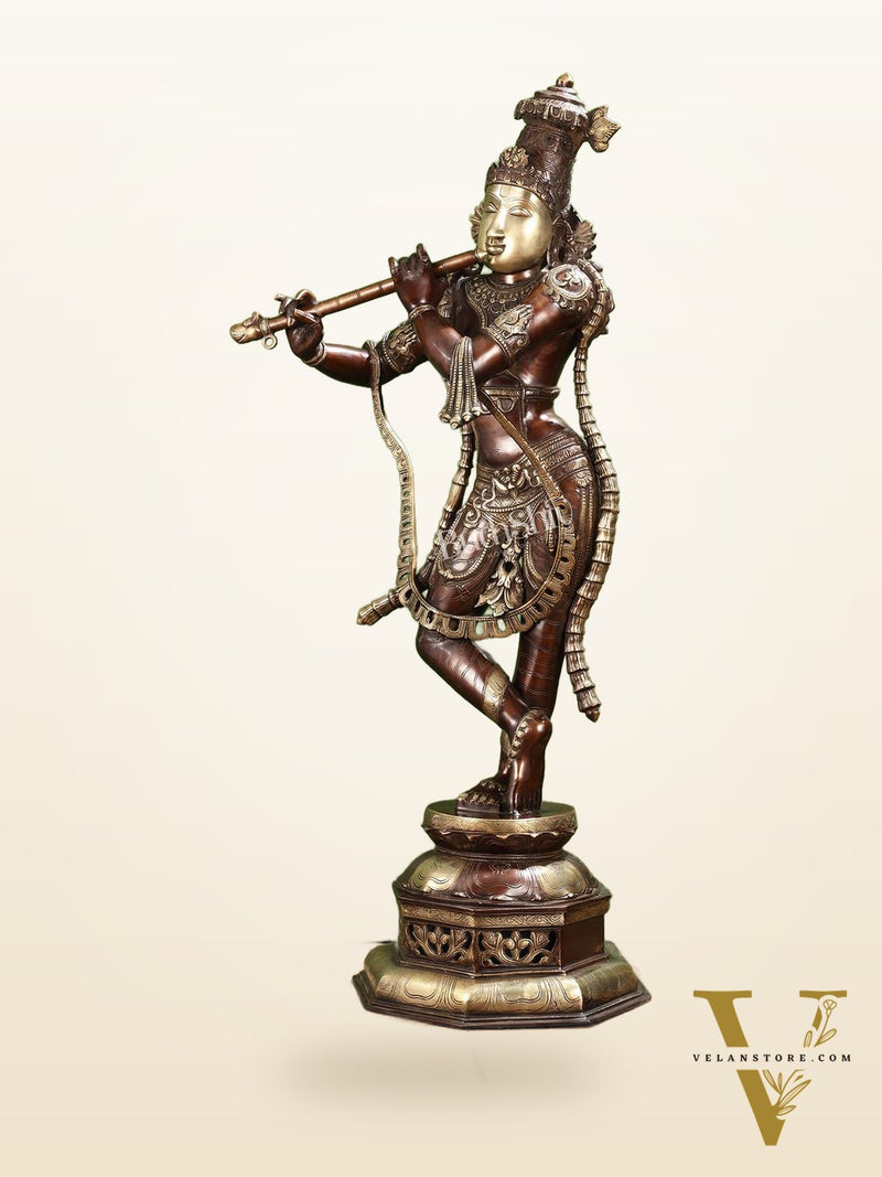 Superfine Handcrafted Krishna Sculpture - 45 Inch Height