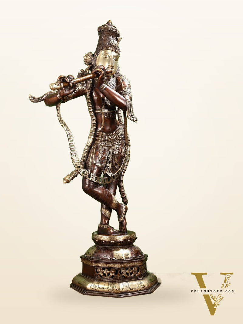 Superfine Handcrafted Krishna Sculpture - 45 Inch Height