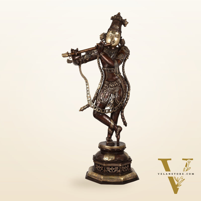 Superfine Handcrafted Krishna Sculpture - 45 Inch Height