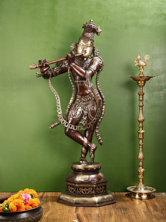 Superfine Handcrafted Krishna Sculpture - 45 Inch Height