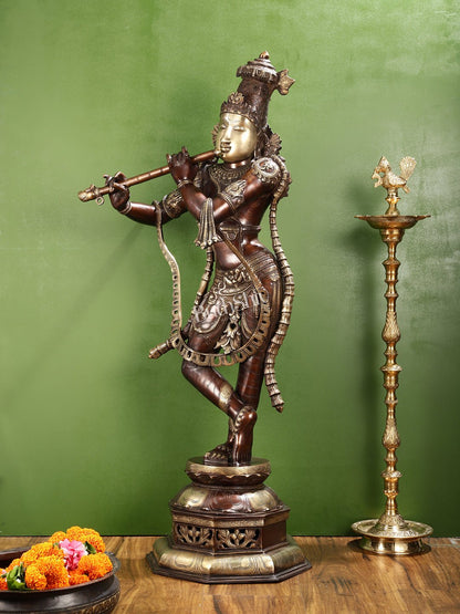 Superfine Handcrafted Krishna Sculpture - 45 Inch Height