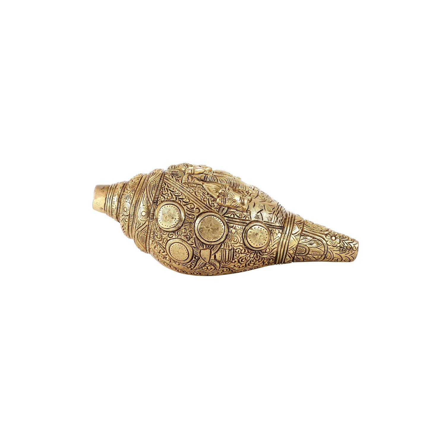 Superfine Handcrafted Shankh with Radha Krishna Carvings 9 inch