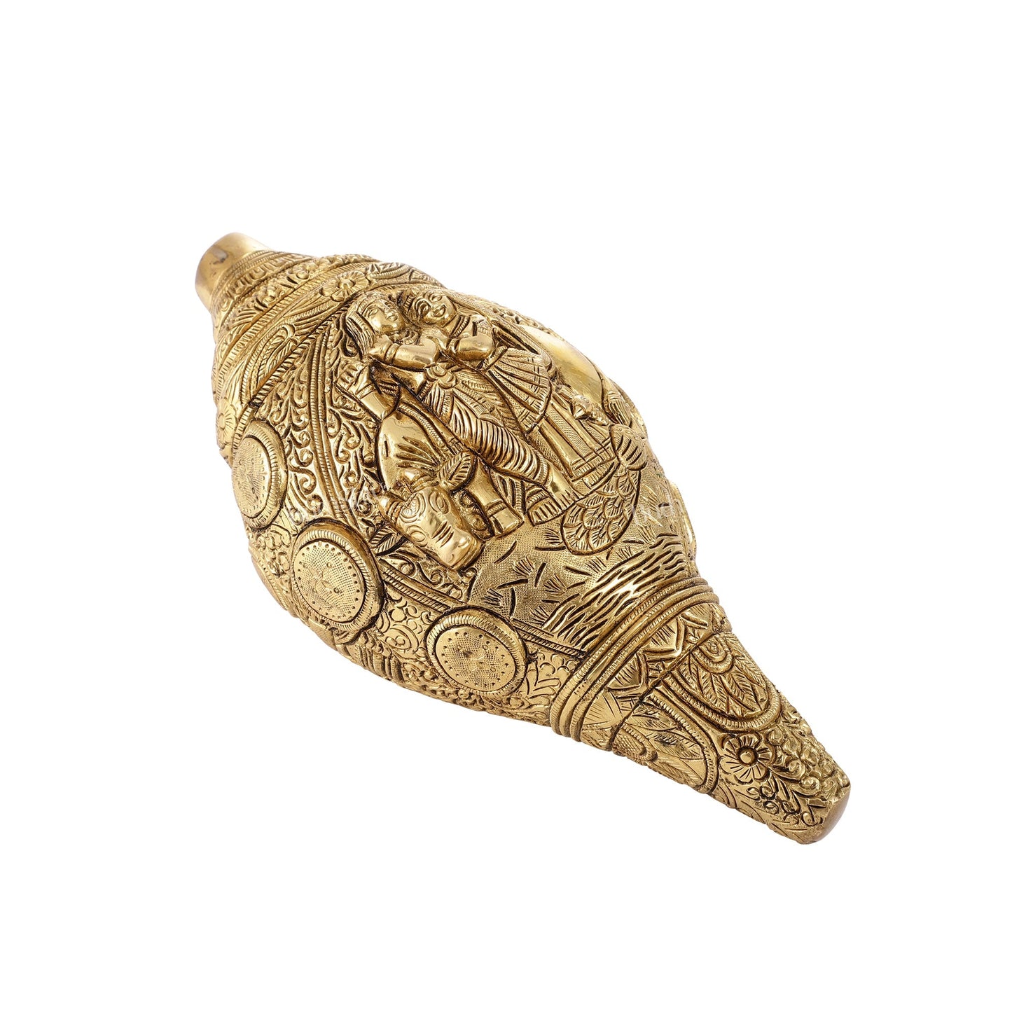Superfine Handcrafted Shankh with Radha Krishna Carvings 9 inch