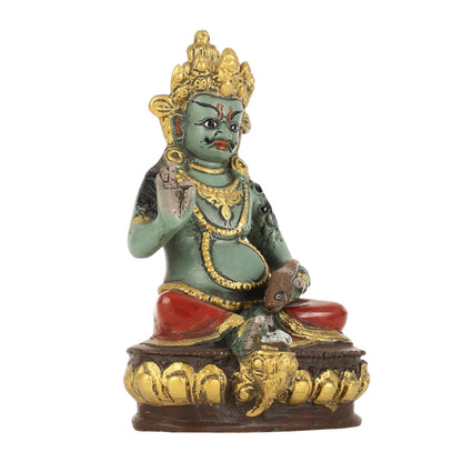 Superfine Handpainted Brass Lord Kubera Idol | 8"
