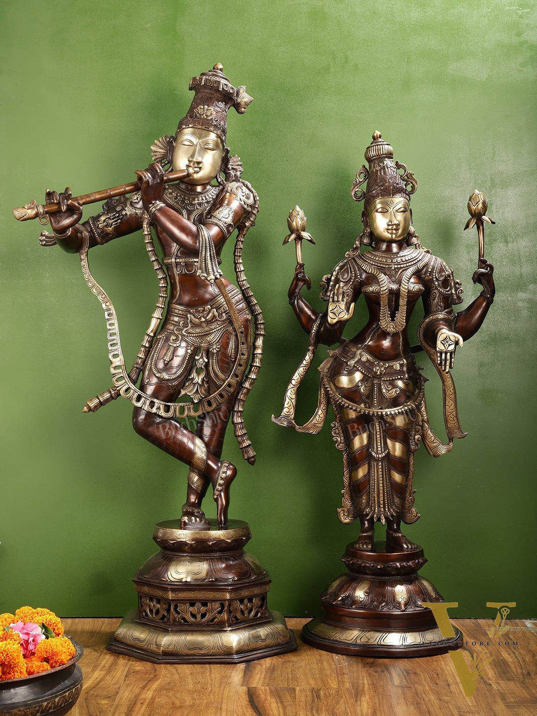 Superfine Large Radha Krishna statue - Premium Quality Brass 45 inch