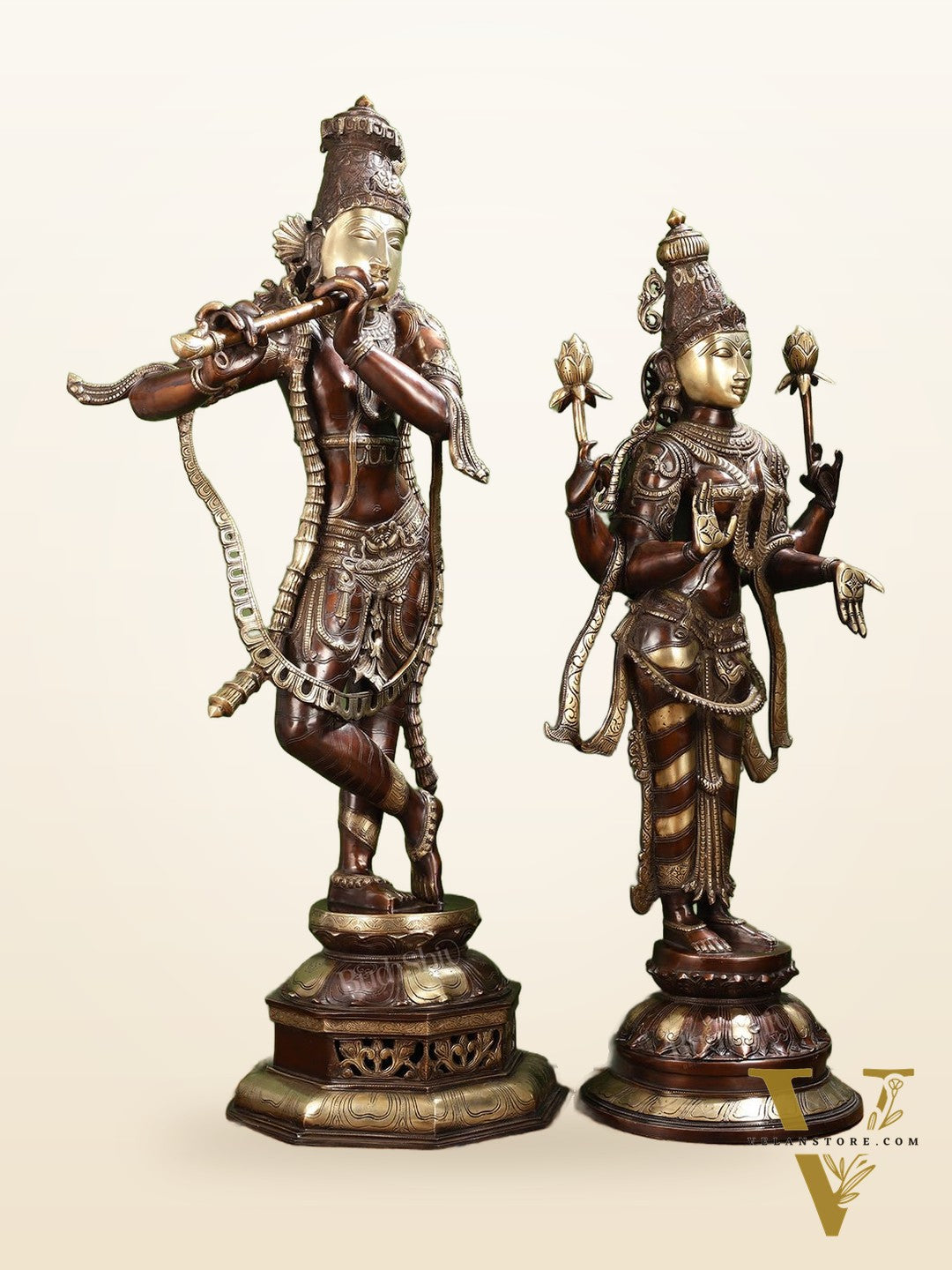 Superfine Large Radha Krishna statue - Premium Quality Brass 45 inch