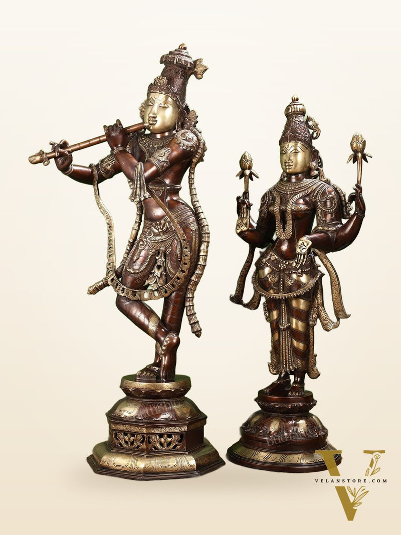 Superfine Large Radha Krishna statue - Premium Quality Brass 45 inch
