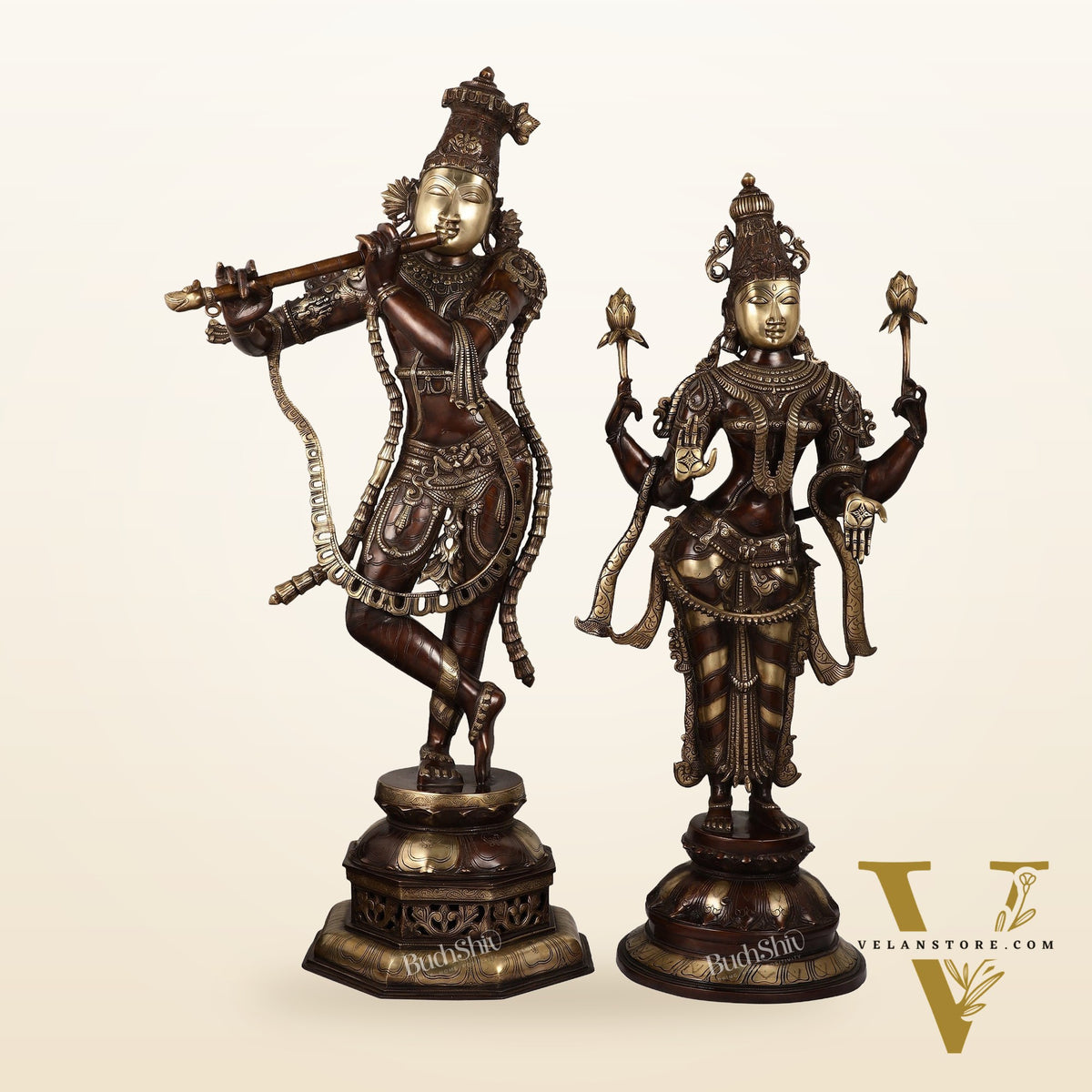 Superfine Large Radha Krishna statue - Premium Quality Brass 45 inch
