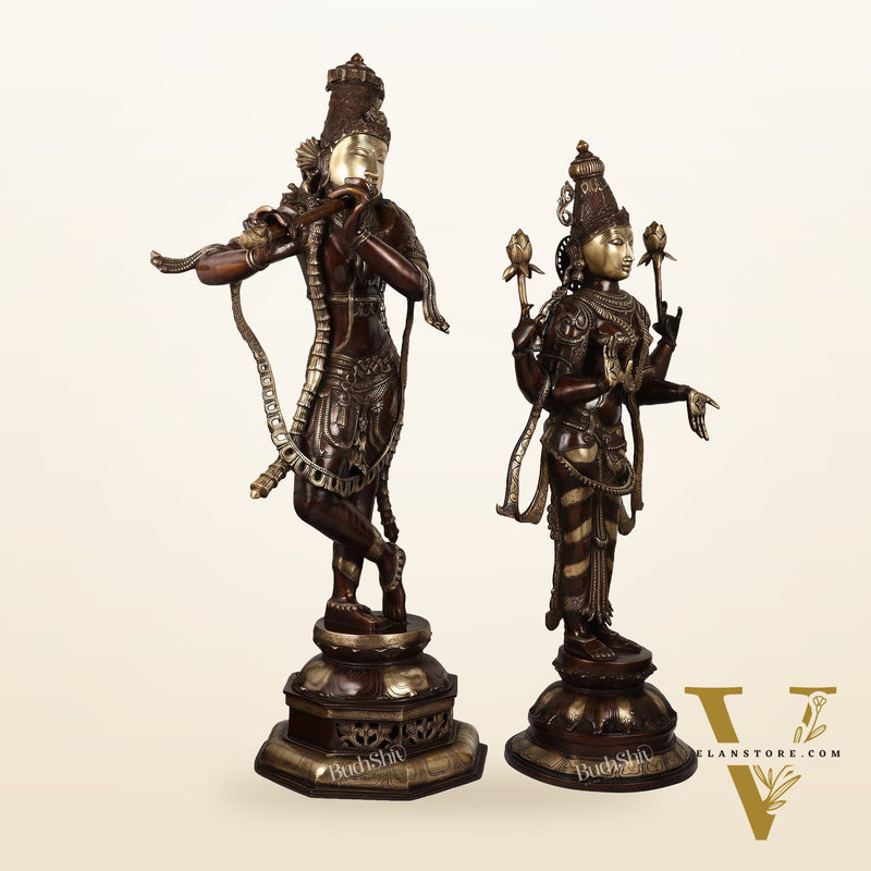 Superfine Large Radha Krishna statue - Premium Quality Brass 45 inch
