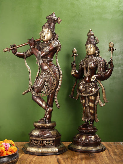 Superfine Large Radha Krishna statue - Premium Quality Brass 45 inch