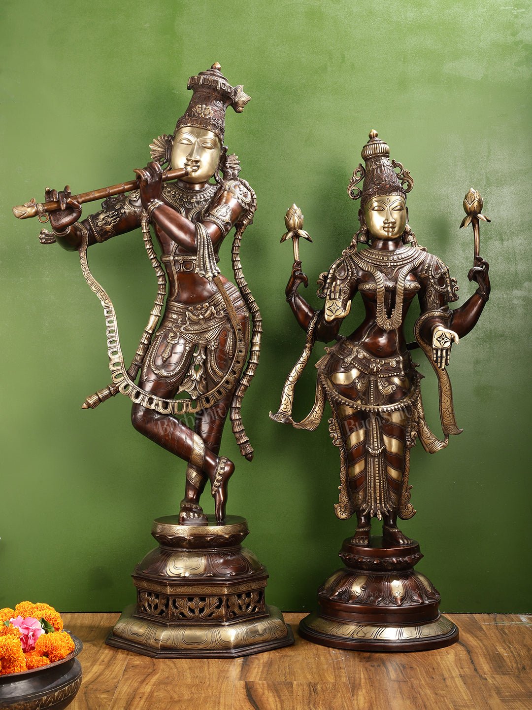 Superfine Large Radha Krishna statue - Premium Quality Brass 45 inch