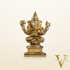 Superfine Small Brass Ganesha Idol | 4 inch