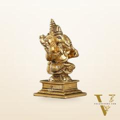 Superfine Small Brass Ganesha Idol | 4 inch