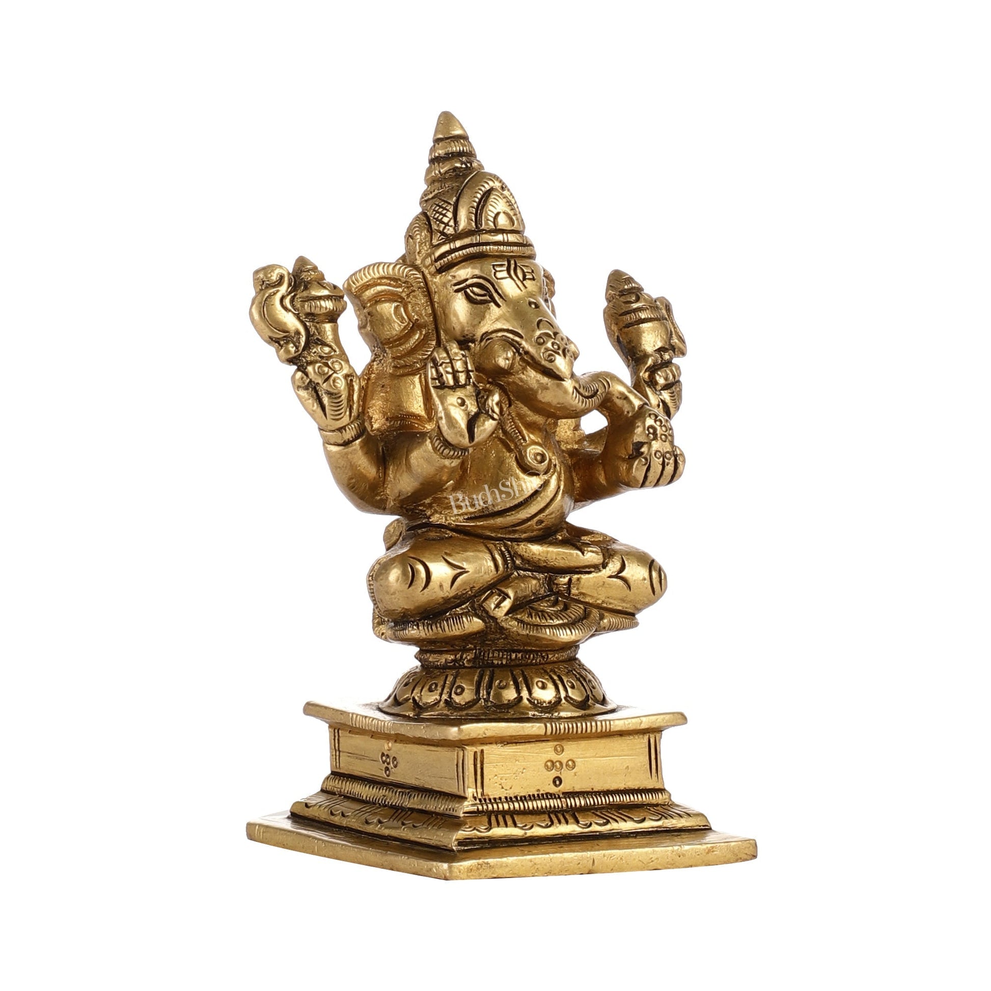 Superfine Small Brass Ganesha Idol | 4 inch
