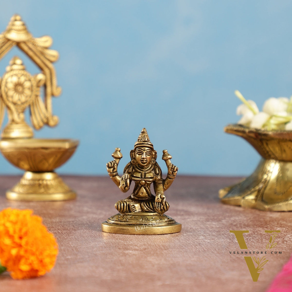 Superfine Small Brass Goddess Lakshmi Idol | Height 2.5 inch