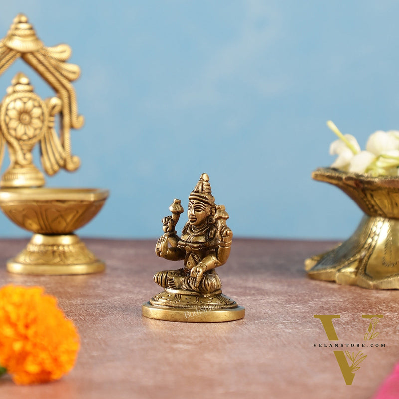 Superfine Small Brass Goddess Lakshmi Idol | Height 2.5 inch