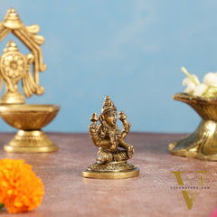 Superfine Small Brass Goddess Lakshmi Idol | Height 2.5 inch