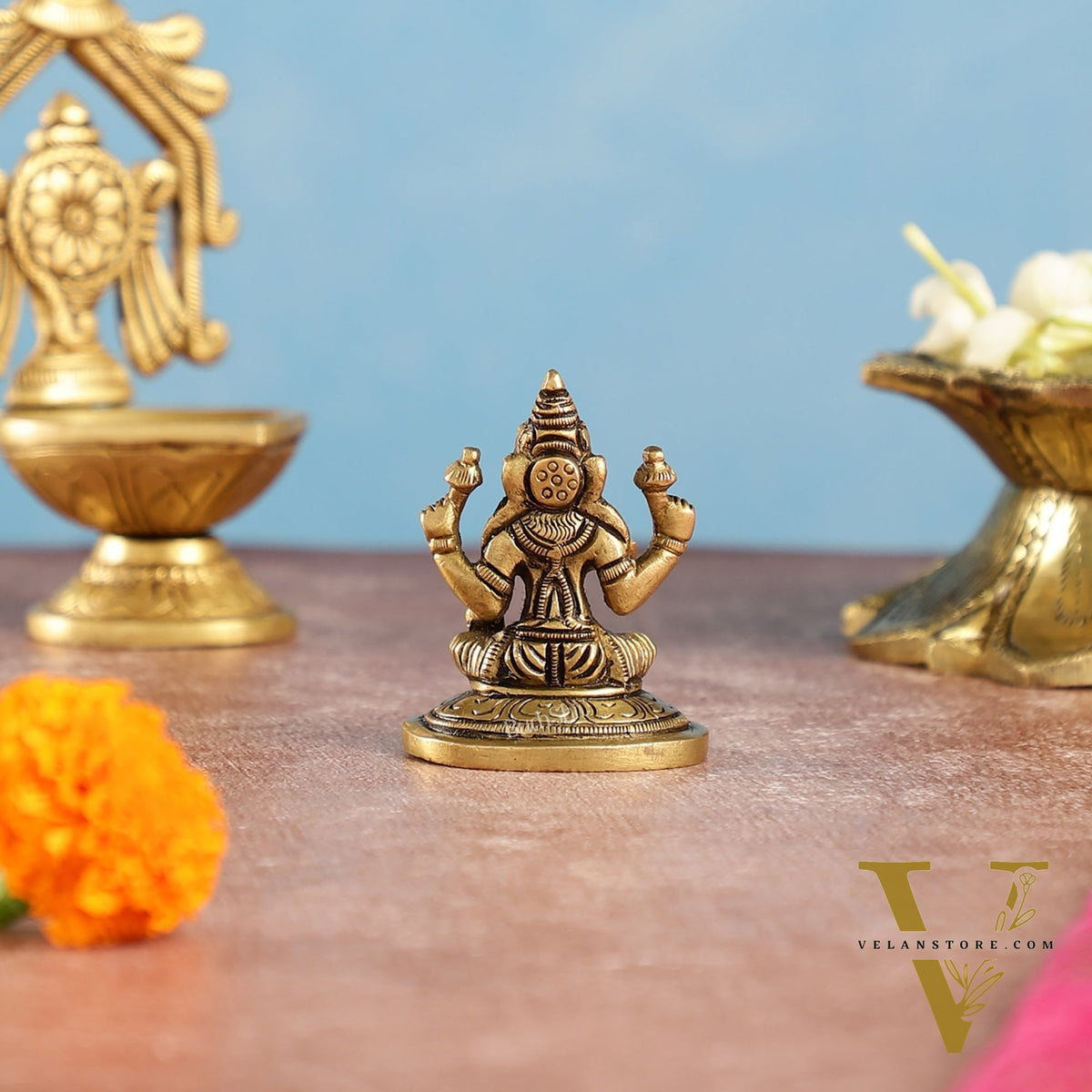 Superfine Small Brass Goddess Lakshmi Idol | Height 2.5 inch