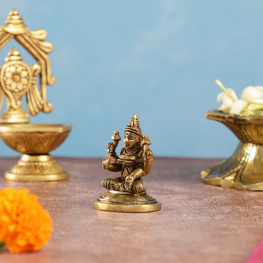 Superfine Small Brass Goddess Lakshmi Idol | Height 2.5 inch
