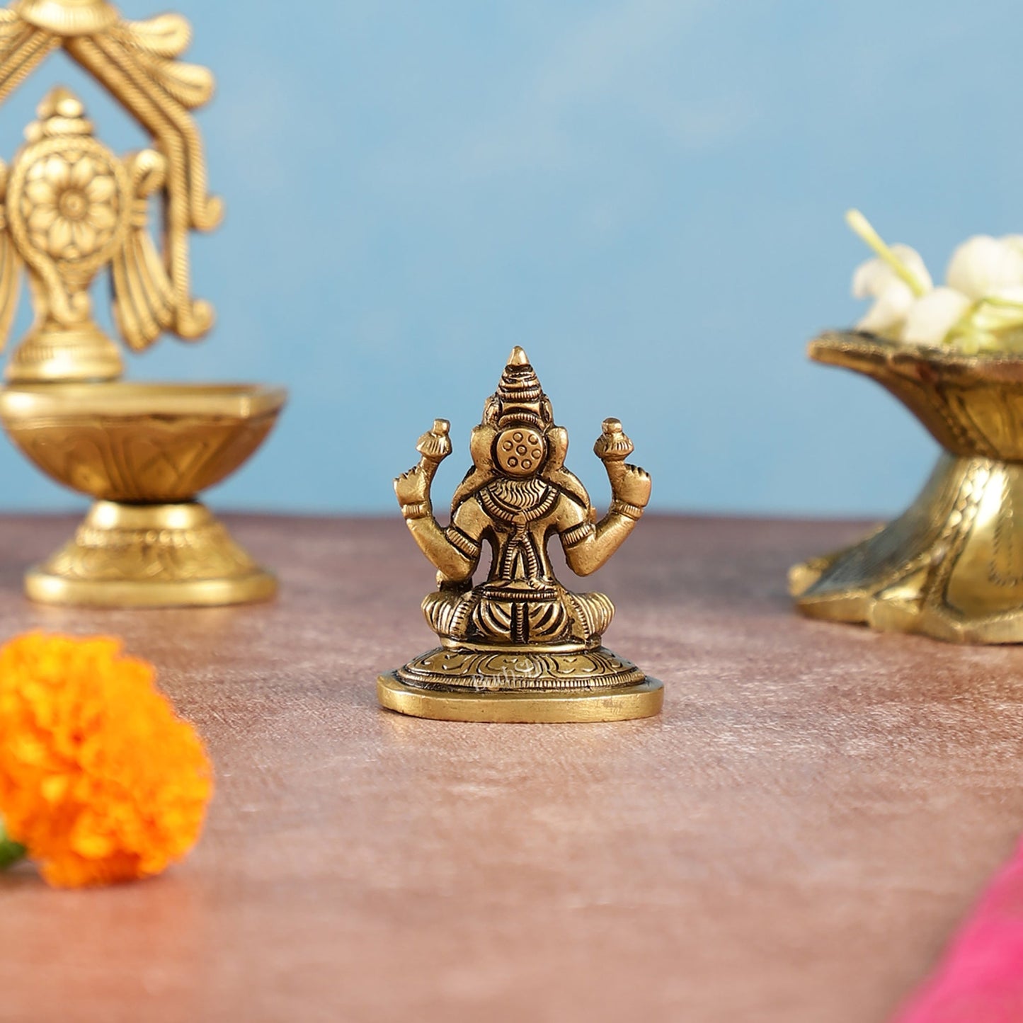 Superfine Small Brass Goddess Lakshmi Idol | Height 2.5 inch