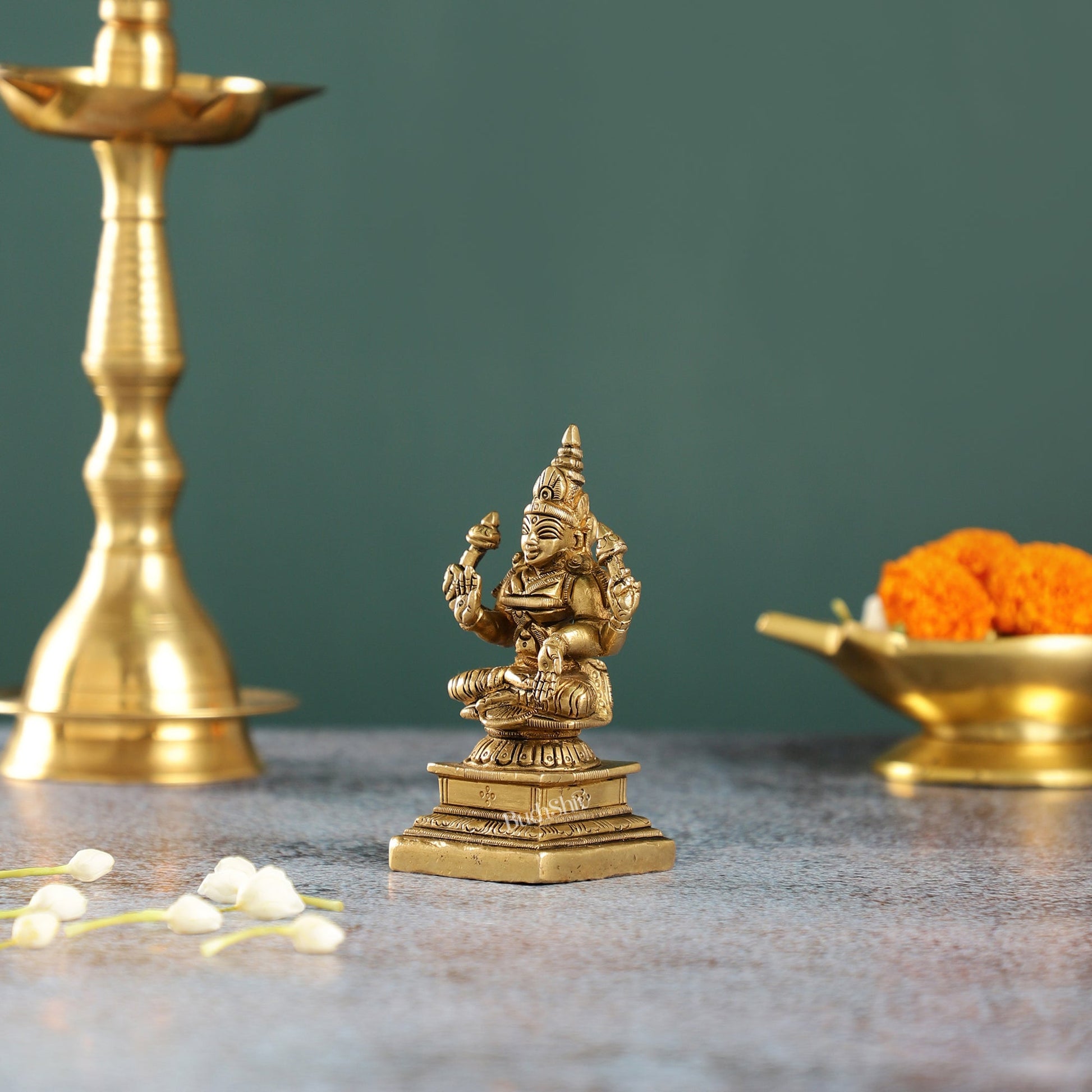Superfine Small Brass Lakshmi Idol | 4.5"