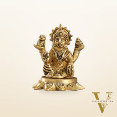 Superfine Small Brass Lakshmi Idol with owl | 3" Height