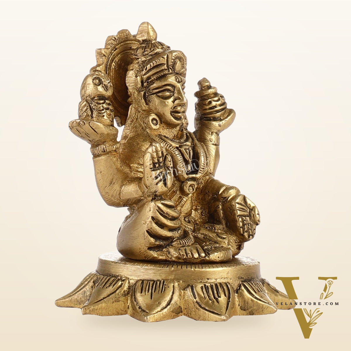 Superfine Small Brass Lakshmi Idol with owl | 3" Height