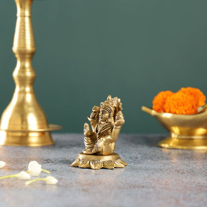Superfine Small Brass Lakshmi Idol with owl | 3" Height