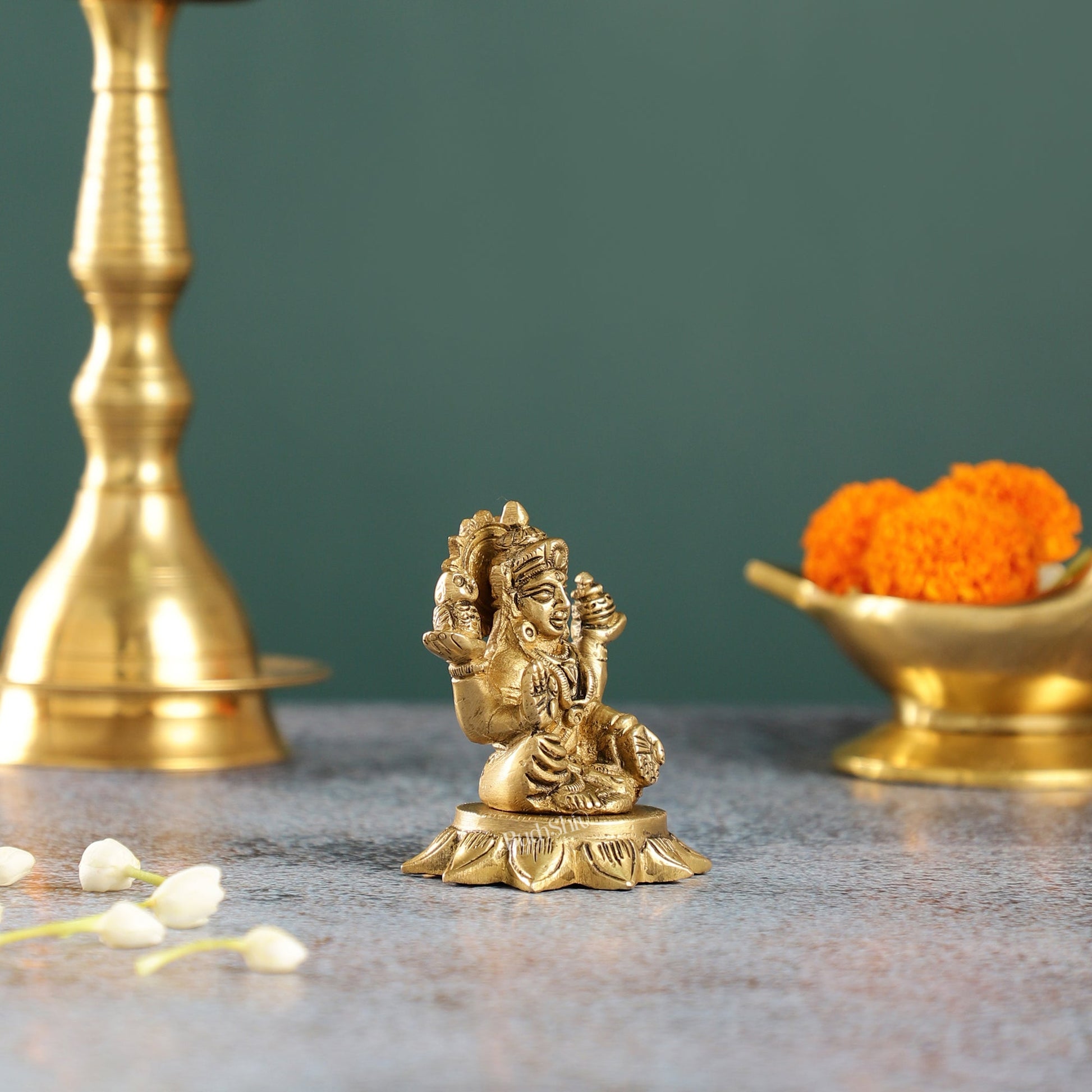 Superfine Small Brass Lakshmi Idol with owl | 3" Height