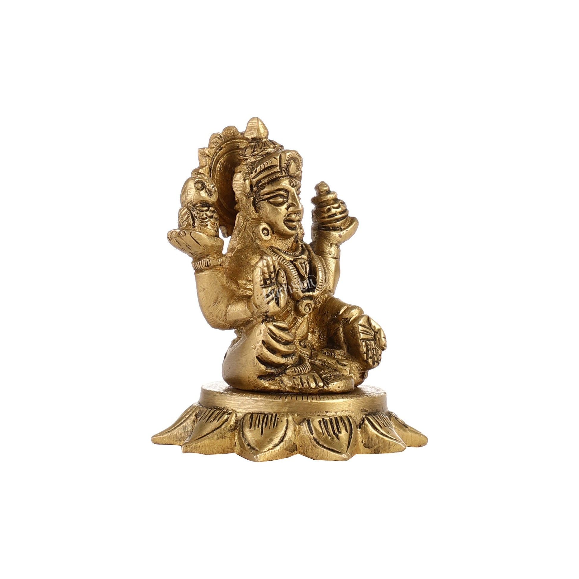 Superfine Small Brass Lakshmi Idol with owl | 3" Height