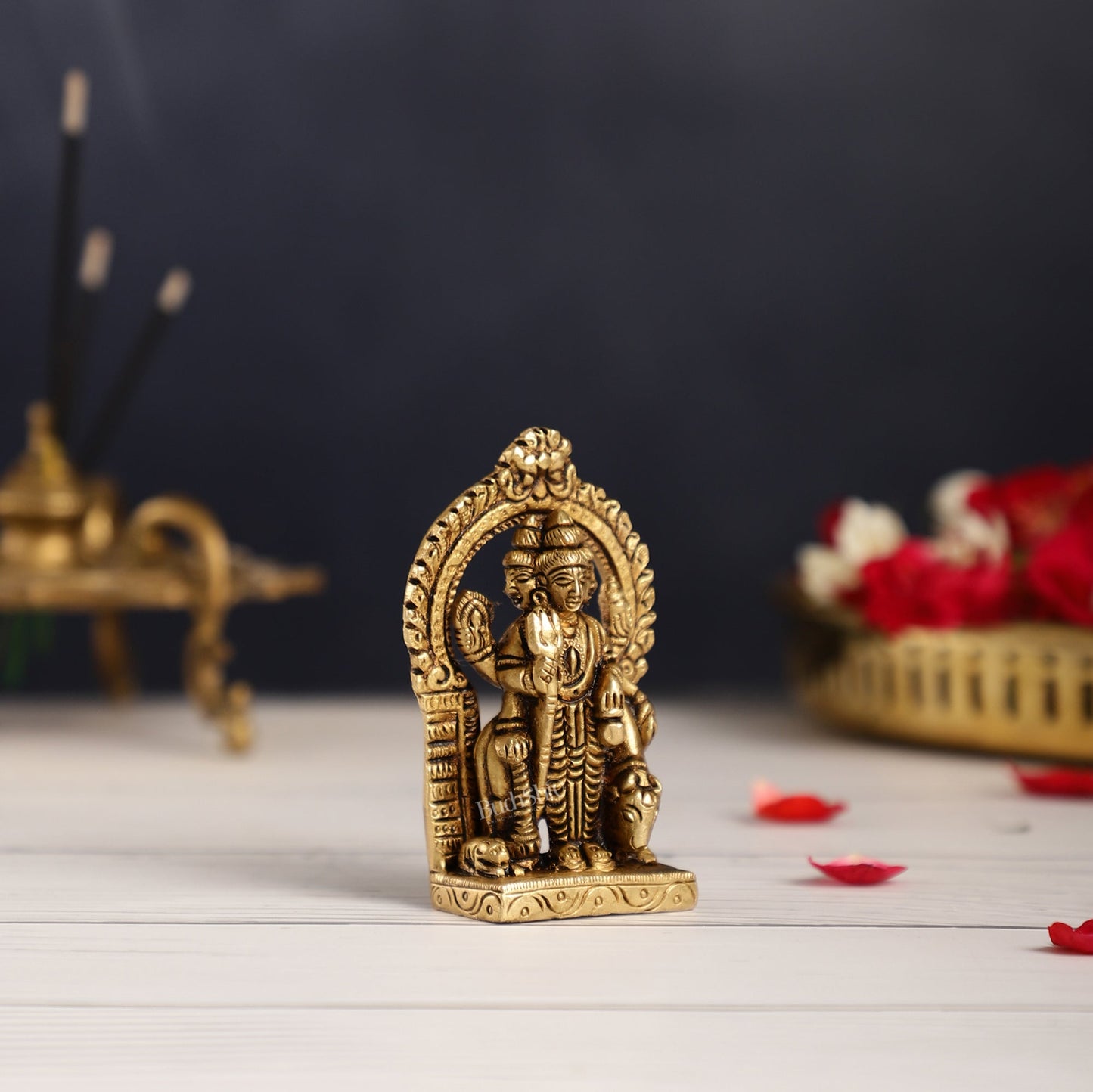 Superfine Small Brass Lord Dattatreya Guru Idol | Height 3.5 inch
