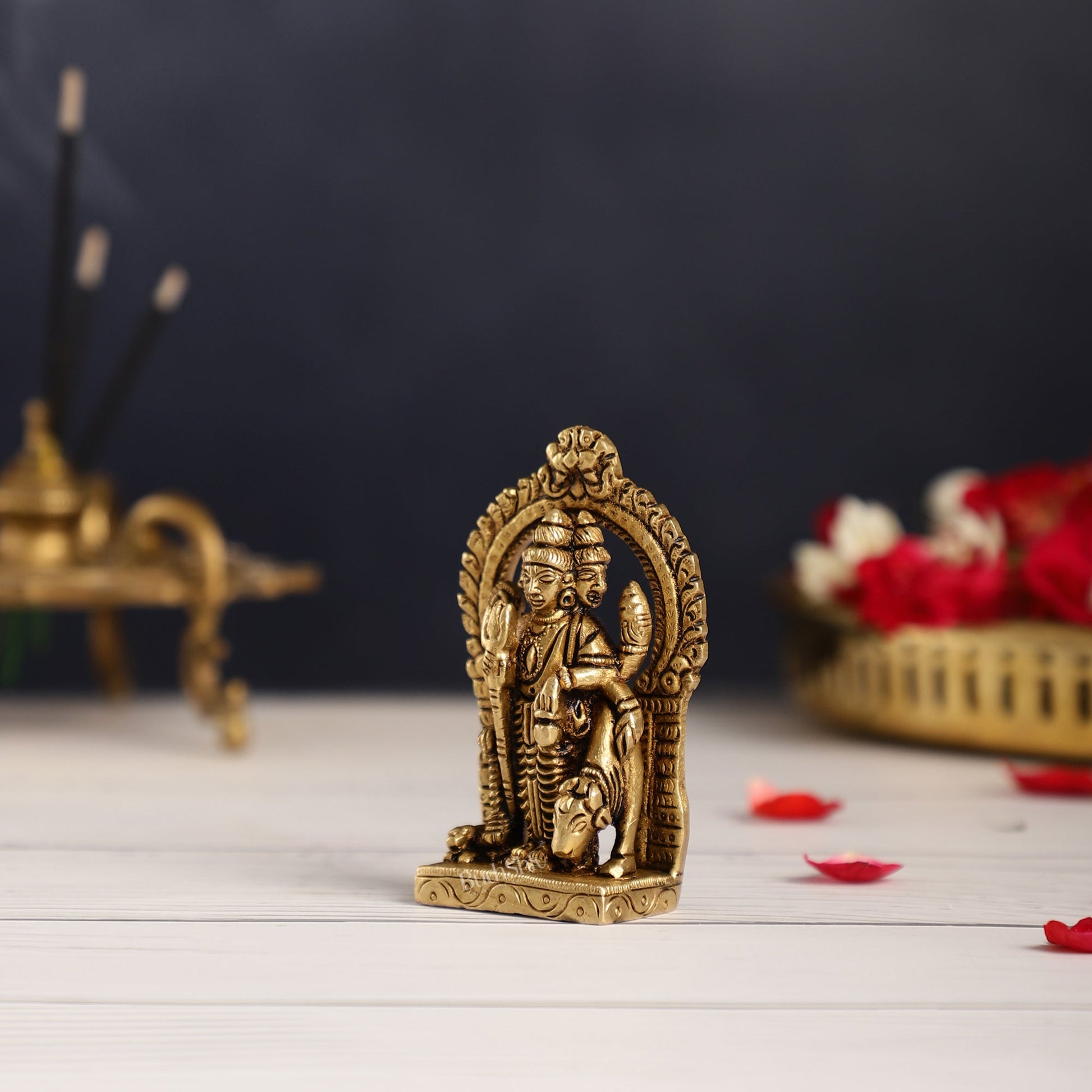 Superfine Small Brass Lord Dattatreya Guru Idol | Height 3.5 inch