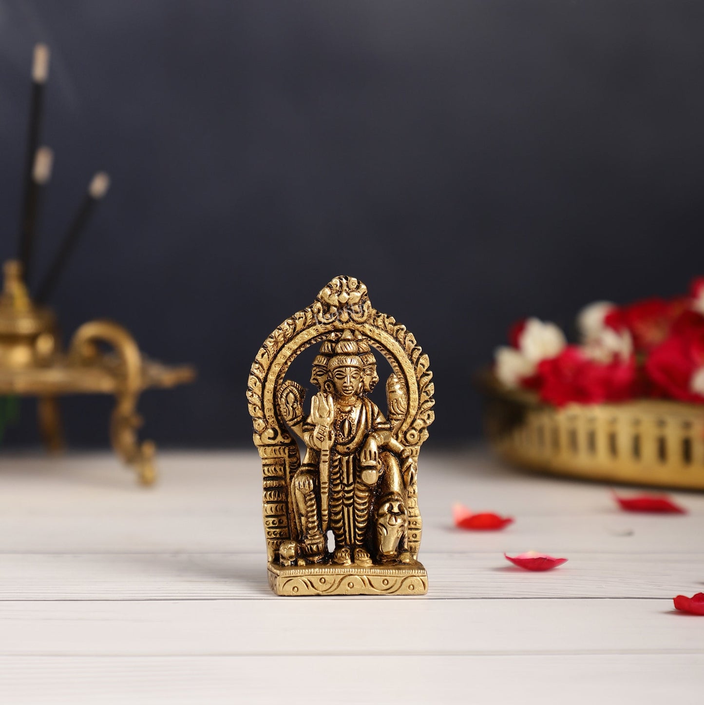 Superfine Small Brass Lord Dattatreya Guru Idol | Height 3.5 inch