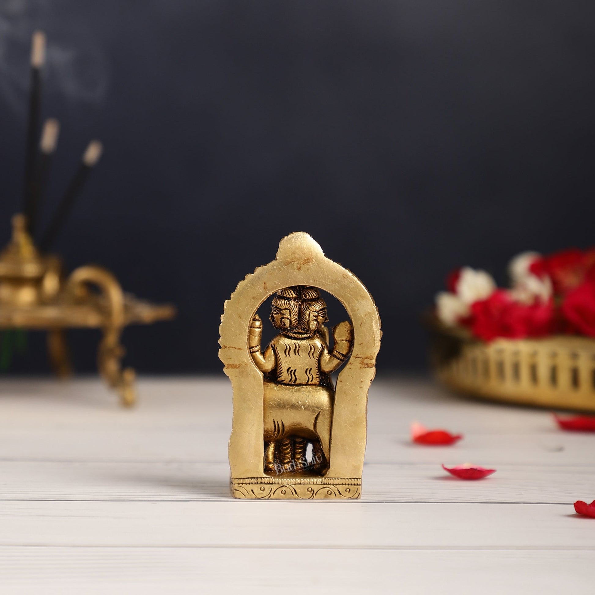 Superfine Small Brass Lord Dattatreya Guru Idol | Height 3.5 inch