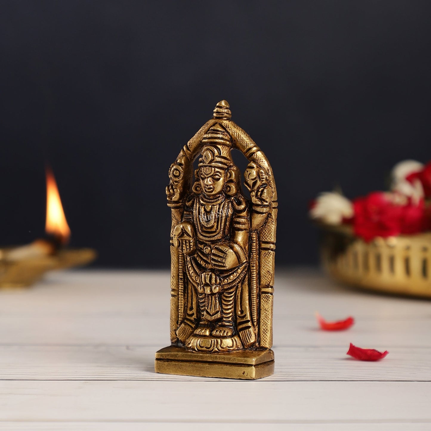 Superfine Small Brass Tirupati Balaji Idol | Height 4 inch
